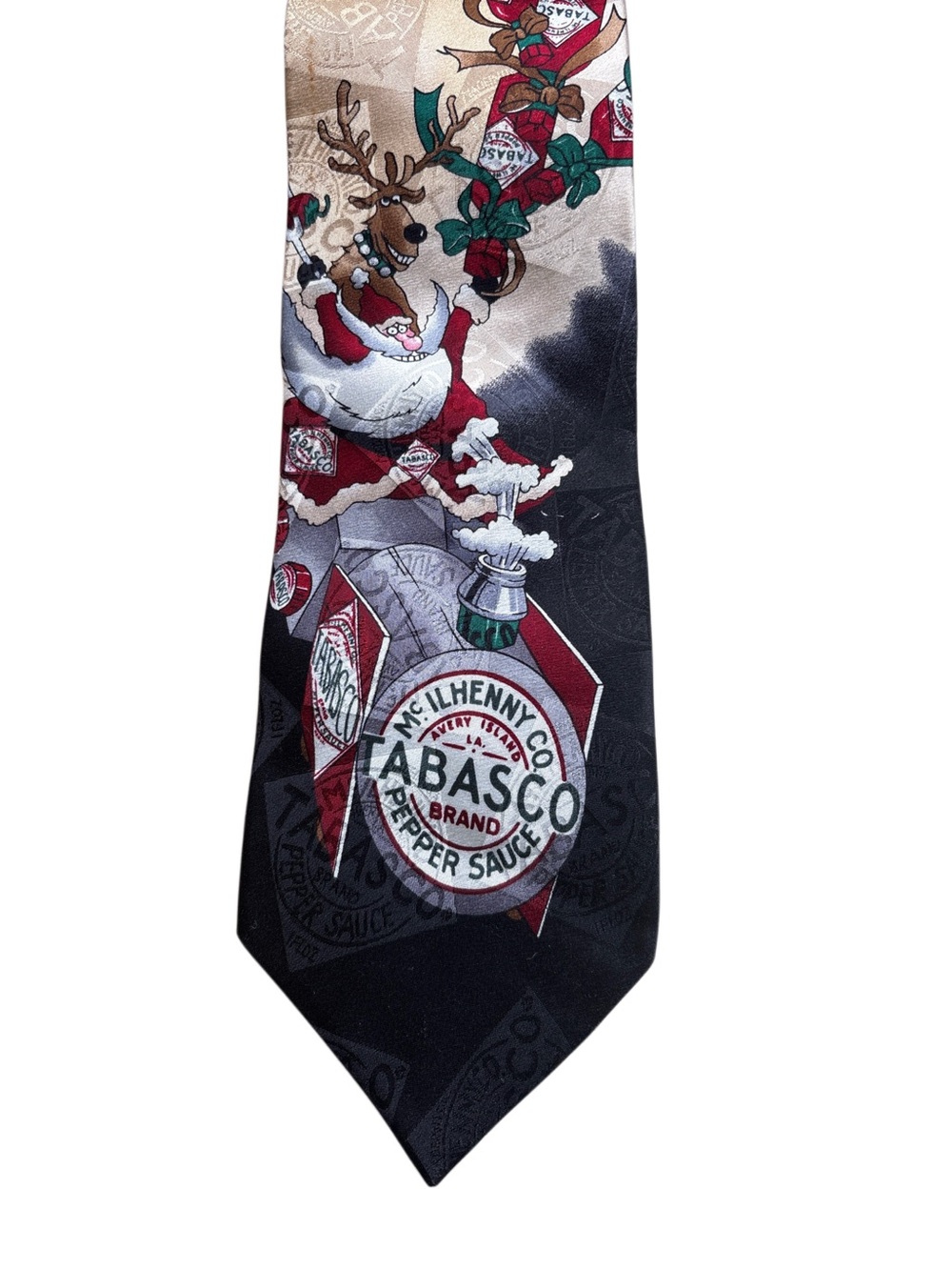Tabasco Crazy Santa Holiday Silk Tie in Black and Red